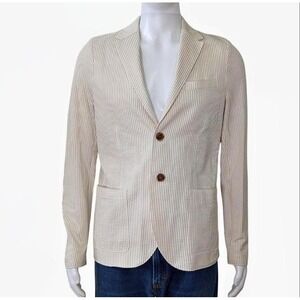 Harris Wharf London Striped Seersucker Blazer, Made in Italy Summer Jacket
